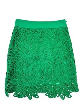 Milly New York lace skirt Size 0 Green Floral guipure Luxury Special Occasion